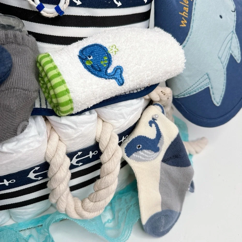 Ship Diaper Cake, Whale Diaper Cake, Nautical Theme